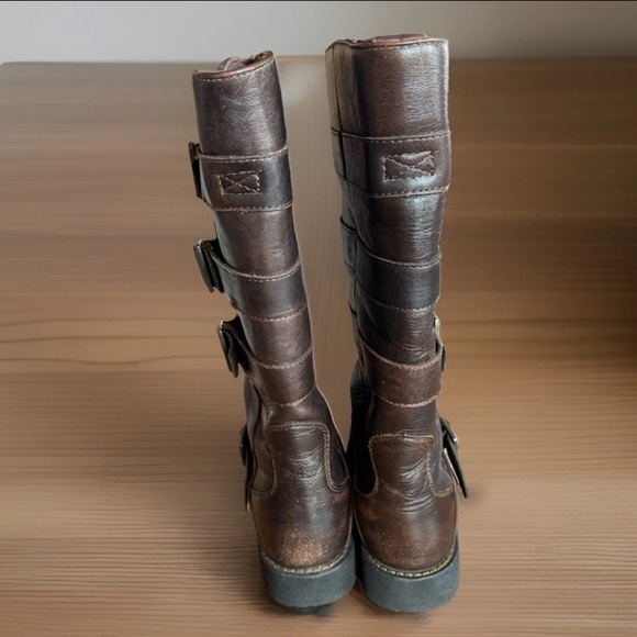 Durango Brown Leather 7 Womens Tall Riding Boots Buckle Distressed Biker - Picture 4 of 11